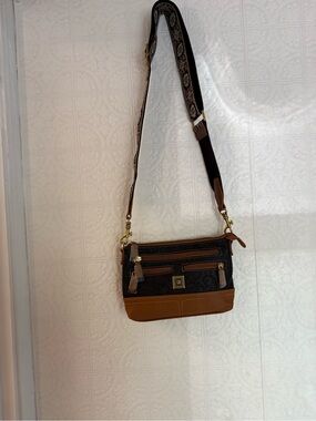 Dooney & Bourke Black and Brown Signature Crossbody Bag